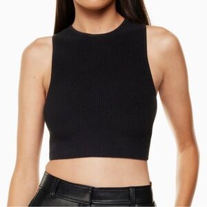 Aritzia BABATON SCULPT KNIT RACER CROPPED TANK - Black